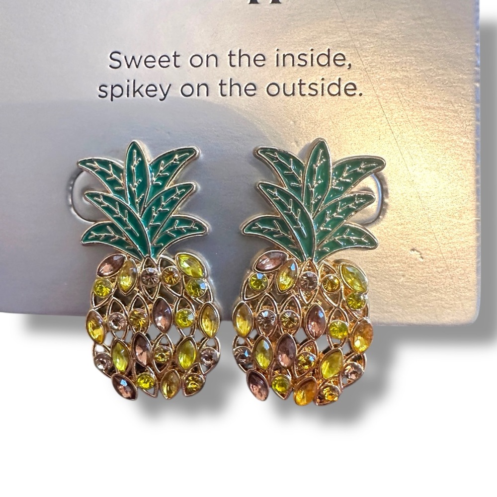Sugarfix by Baublebar Fine-Apple Pineapple Earrings NEW ON CARD SPARKLY